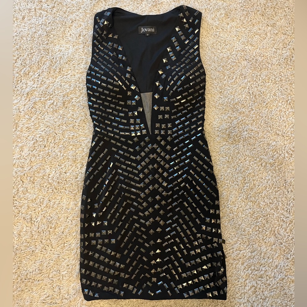 Jovani Studded Short Cocktail Prom Dress 0